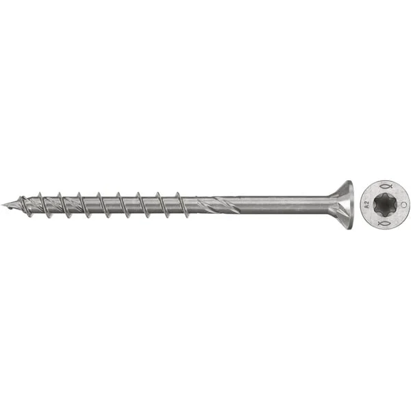 fischer Spanplattenschraube PowerFast II 6,0x90 Senkkopf TX (100 Stück, mit Teilgewinde, Edelstahl A2)