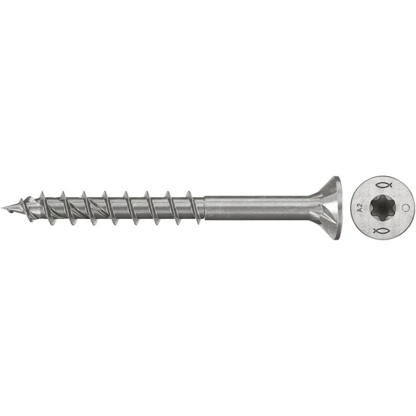 fischer Spanplattenschraube PowerFast II 5,0x45 Senkkopf TX (200 Stück, mit Teilgewinde, Edelstahl A2)