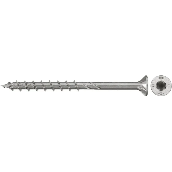 fischer Spanplattenschraube PowerFast II 6,0x60 Senkkopf TX (100 Stück, mit Teilgewinde, Edelstahl A2)