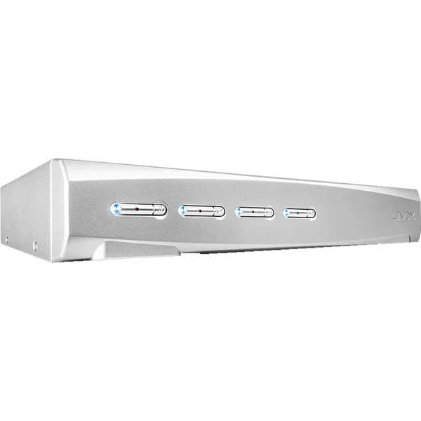 Lindy 4 Port KVM Switch, KVM-Switch (weiß, DisplayPort 1.2, USB 2.0 & Audio)