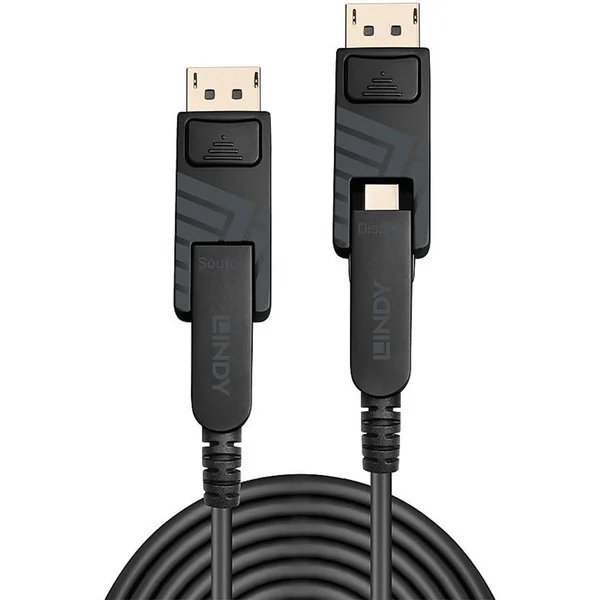 Lindy Fibre Optic Hybrid DisplayPort 1.4 Kabel (schwarz, 30 Meter, 8K 60Hz)