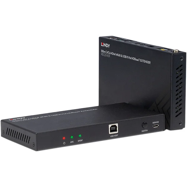 Lindy 100m HDBaseT KVM Extender, HDMI Verlängerung (schwarz)