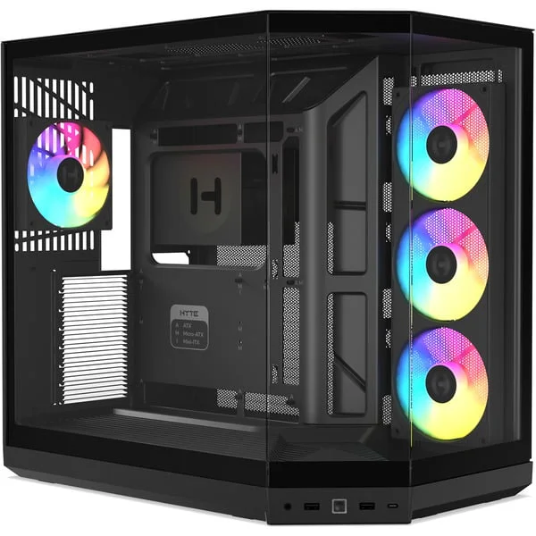 HYTE Y50 Pitch Black, Tower-Gehäuse (schwarz, Tempered Glass x 3)