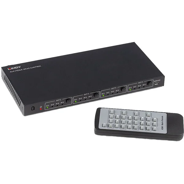 Lindy 4x4 HDMI 4K60 Matrix, HDMI Splitter (schwarz)