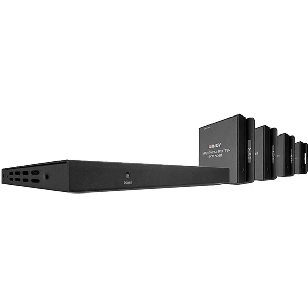 Lindy 4 Port HDMI & IR Splitter Extender, HDMI Splitter (schwarz, inklusive Loop Out, 70m)