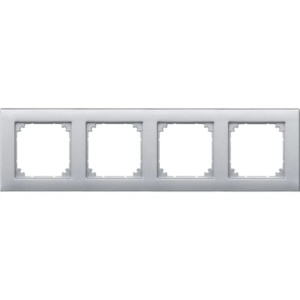 Merten Rahmen vierfach für waagerechte und senkrechte Montage, Thermoplast, matt (aluminium, Retail)