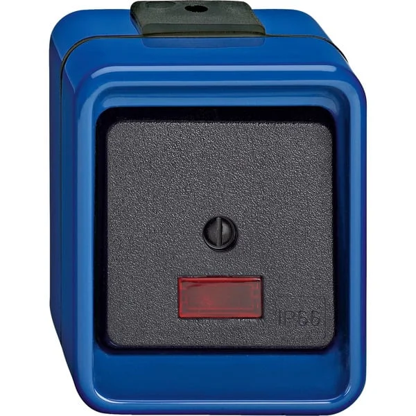 Merten Wipp-Kontrollschalter Wechsel 16 Ampere 250 Volt mit LED-Beleuchtung (blau, Retail)