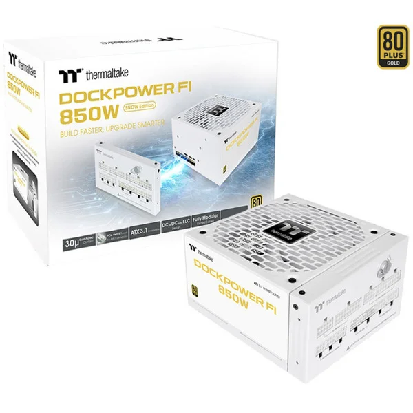 Thermaltake Dockpower FI 850W Snow, PC-Netzteil (weiß, 1x 12-Pin High Power GPU, 4x PCIe, Kabelmanagement, 850 Watt)