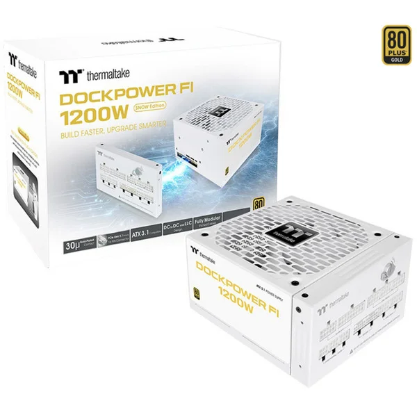 Thermaltake Dockpower FI 1200W Snow, PC-Netzteil (weiß, 1x 12-Pin High Power GPU, 5x PCIe, Kabelmanagement, 1200 Watt)