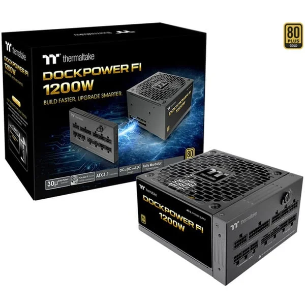 Thermaltake Dockpower FI 1200W, PC-Netzteil (schwarz, 1x 12-Pin High Power GPU, 5x PCIe, Kabelmanagement, 1200 Watt)