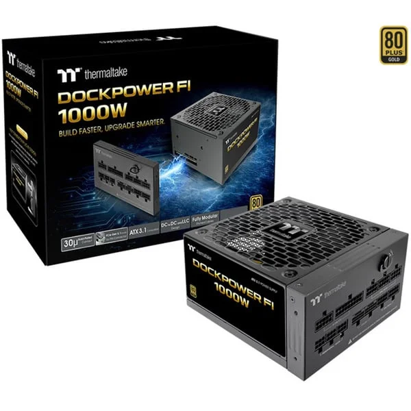 Thermaltake Dockpower FI 1000W, PC-Netzteil (schwarz, 1x 12-Pin High Power GPU, 5x PCIe, Kabelmanagement, 1000 Watt)