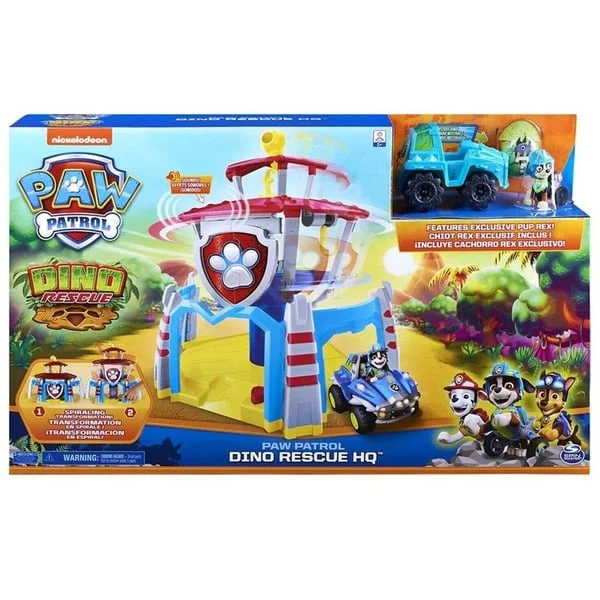 Spin Master Paw Patrol - Dino Hauptquartier, Spielgebäude (Inkl. Basis Fahrzeug, Rex Welpen-Figur)