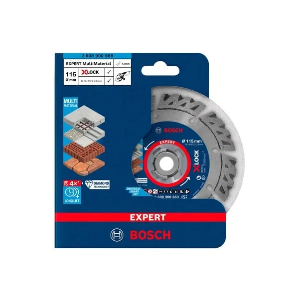 Bosch Professional X-LOCK Diamanttrennscheibe Expert MultiMaterial, Ø 115mm (Bohrung 22,23mm)