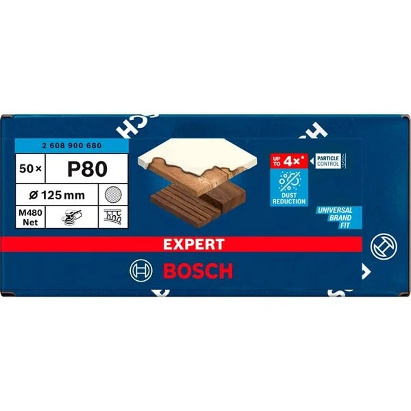 Bosch Professional Expert M480 Netzstruktur-Schleifblatt Ø 125mm, K80 (50 Stück, für Exzenterschleifer)