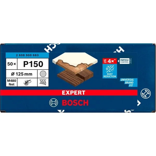 Bosch Professional Expert M480 Netzstruktur-Schleifblatt Ø 125mm, K150 (50 Stück, für Exzenterschleifer)