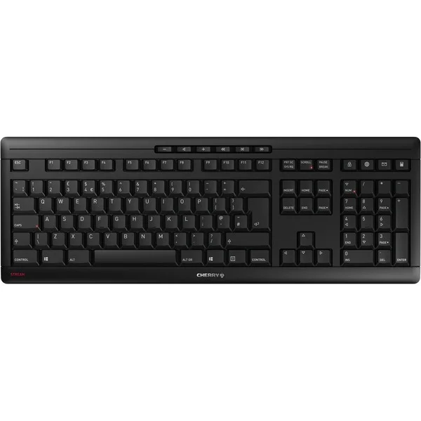 CHERRY STREAM KEYBOARD WIRELESS, Tastatur (schwarz, UK-Layout, Cherry SX-Scherentechnologie)