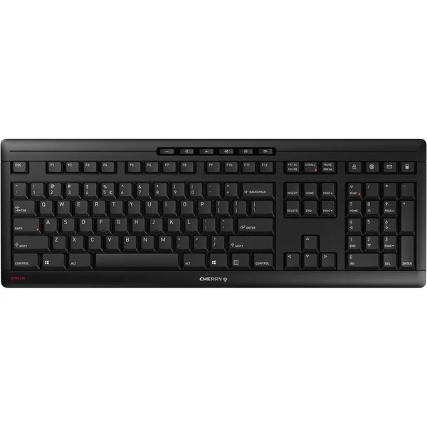 CHERRY STREAM KEYBOARD WIRELESS, Tastatur (schwarz, EU-Layout (QWERTY), Cherry SX-Scherentechnologie)