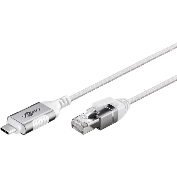 goobay Ethernet-Adapterkabel USB-C 3.2 Gen2 > RJ-45, Slim (weiß, 10 Meter)