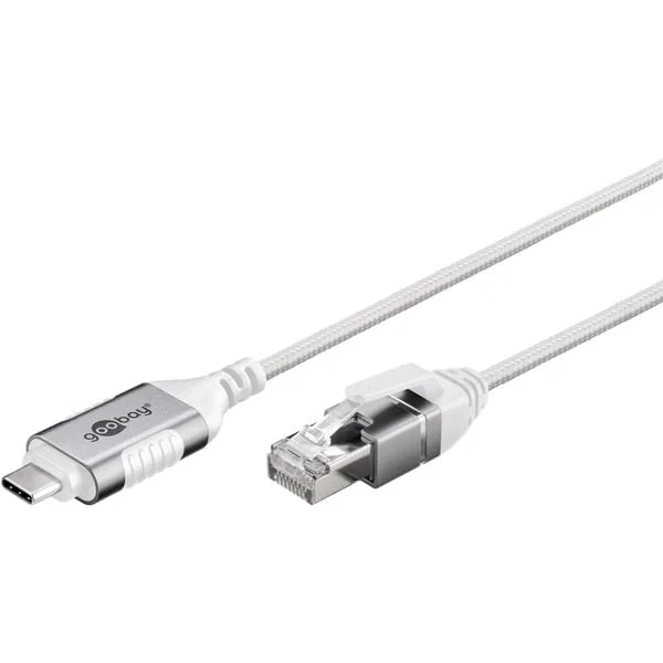 goobay Ethernet-Adapterkabel USB-C 3.2 Gen2 > RJ-45, Slim (weiß, 2 Meter)