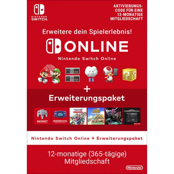 Nintendo Switch Online + Erweiterungspaket – Einzelmitgliedschaft (365 Tage), Gamecard