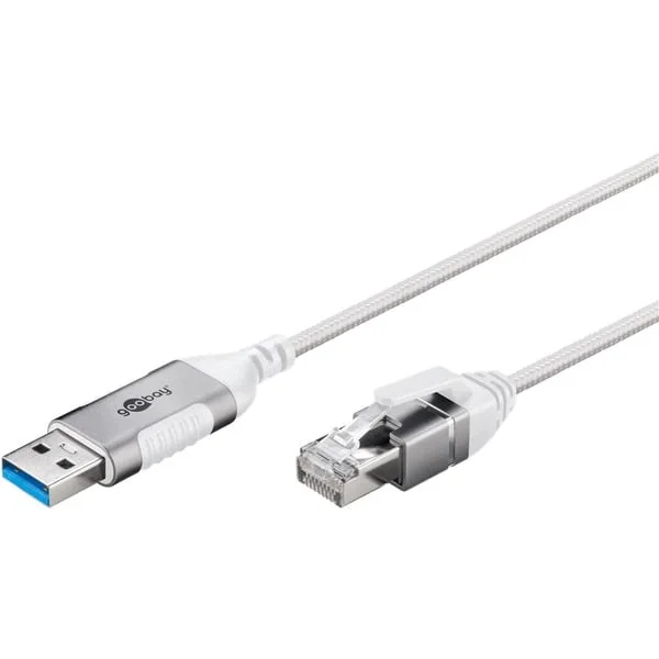 goobay Ethernet-Adapterkabel USB-A 3.2 Gen1 > RJ-45, Slim (weiß, 10 Meter)