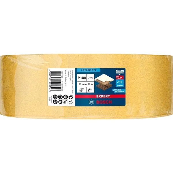 Bosch Professional Expert C470 Schleifblatt, 93mm, K180 (50 Meter Rolle, für Schwingschleifer, zum Handschleifen)