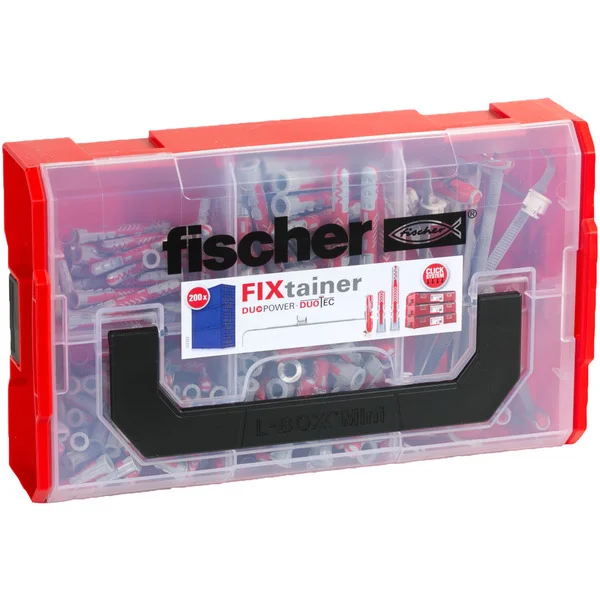 fischer FixTainer - DuoPower kurz/lang + DuoTec Kippdübel (hellgrau/rot, 200-teilig)