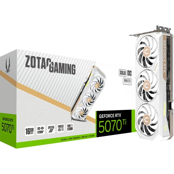 ZOTAC GeForce RTX 5070 Ti SOLID CORE OC White Edition, Grafikkarte (DLSS 5, 3x DisplayPort, 1x HDMI 2.1)