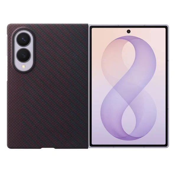 Samsung Carbon Magnet Case, Handyhülle (dunkelrot, Samsung Galaxy Z Fold8)