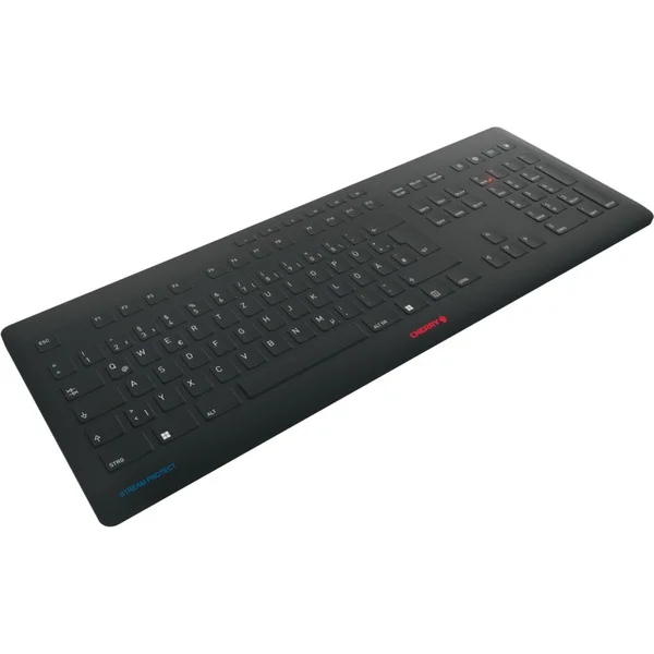 CHERRY STREAM PROTECT KEYBOARD WIRELESS, Tastatur (schwarz, DE-Layout, Cherry SX-Scherentechnologie)