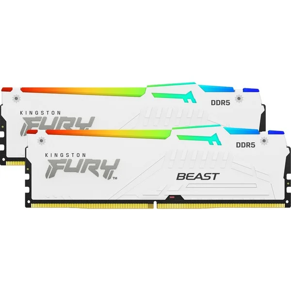 Kingston FURY DIMM 32 GB DDR5-5600 (2x 16 GB) Dual-Kit, Arbeitsspeicher (weiß, KF556C36BWEAK2-32, FURY Beast RGB, INTEL XMP, AMD EXPO)