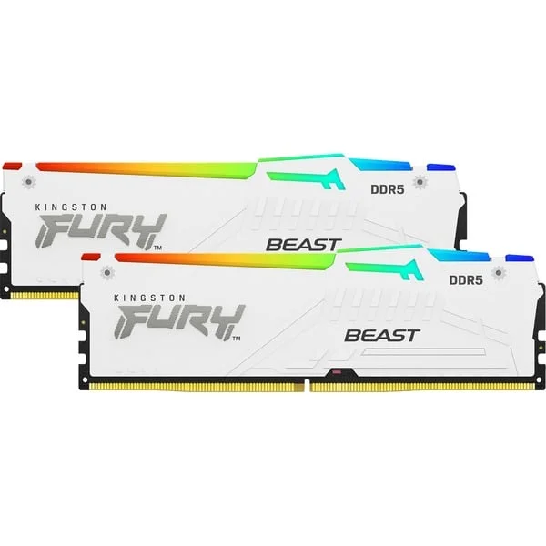 Kingston FURY DIMM 64 GB DDR5-5200 (2x 32 GB) Dual-Kit, Arbeitsspeicher (weiß, KF552C40BWAK2-64, FURY Beast RGB, INTEL XMP)