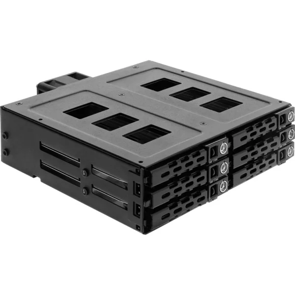 DeLOCK 5.25″ Wechselrahmen für 6 x 2.5″ SATA oder SAS HDD / SSD mit Schloss, Einbaurahmen