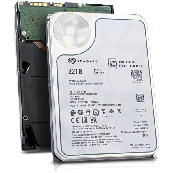 Seagate Exos X22 22 TB Generalüberholt, Festplatte (SATA 6 Gb/s, 3,5")