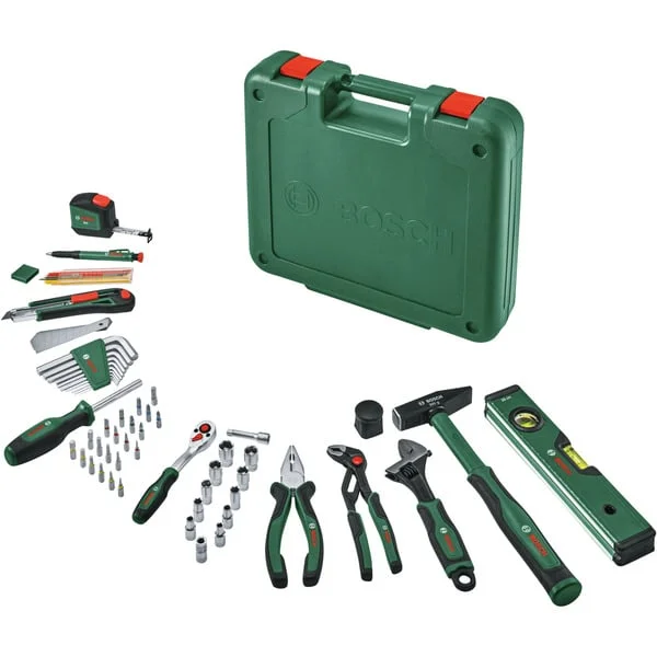 Bosch Heimwerken & Garten Werkzeug Set, 73-teilig, Werkzeug-Set (grün, mit Werkzeugkoffer)