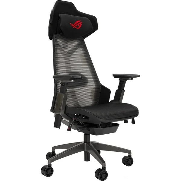 ASUS ROG Destrier Gaming-Stuhl black (schwarz/grau, mobile Gaming-Armstützmodus, Akustikpaneel)