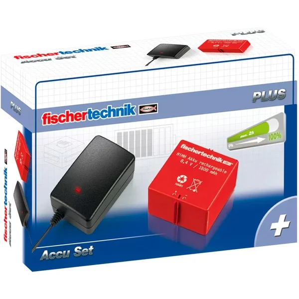 fischertechnik Akku-Set 34969, mit Ladegerät (rot, für Technikbaukästen)