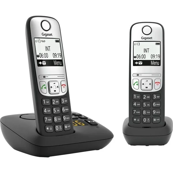 Gigaset A690 A Duo, analoges Telefon (schwarz, DECT, Anrufbeantworter)