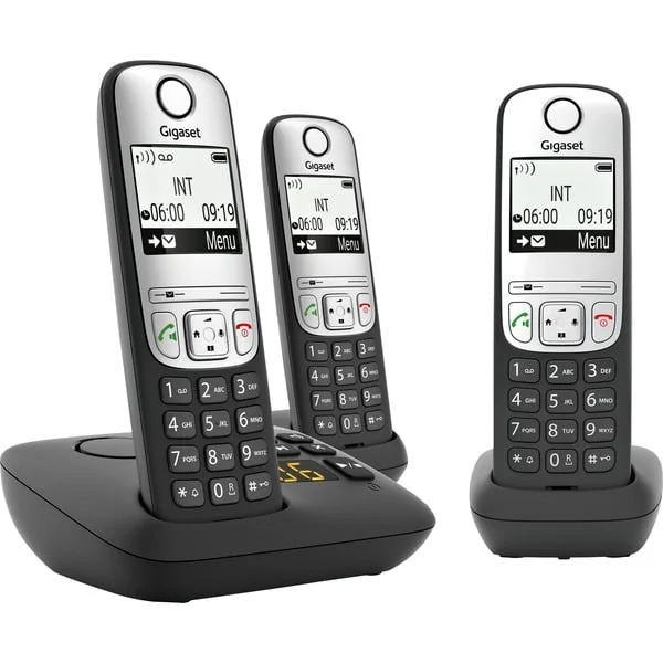 Gigaset A690 A Trio, analoges Telefon (schwarz, DECT, Anrufbeantworter)