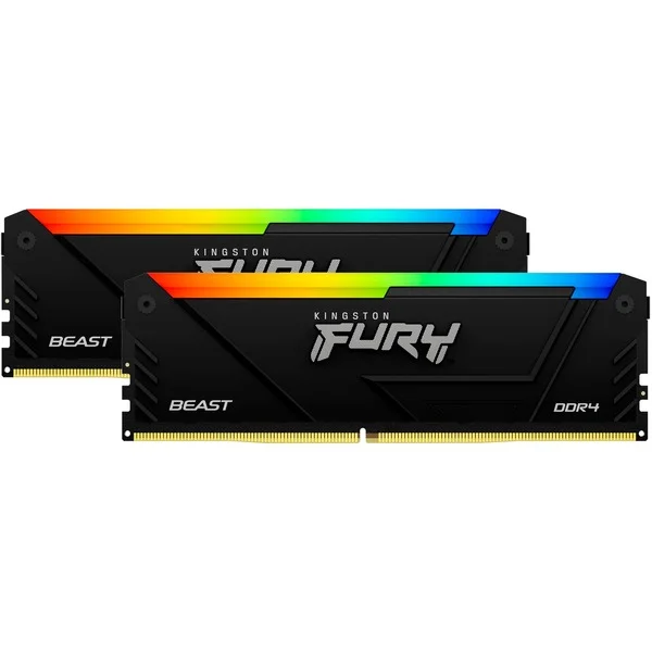 Kingston FURY DIMM 16 GB DDR4-3200 (2x 8 GB) Dual-Kit , Arbeitsspeicher (schwarz, KF432C16BB2AK2/16, Beast RGB, INTEL XMP)