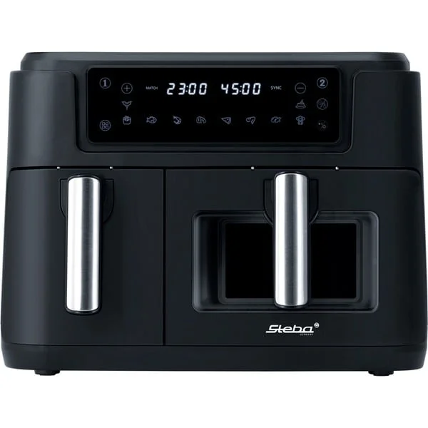 Steba Doppel-Heißluftfritteuse HF 9500 DUO (schwarz, 2.400 Watt, 2 Körbe 6 Liter + 3,5 Liter , B-Ware)