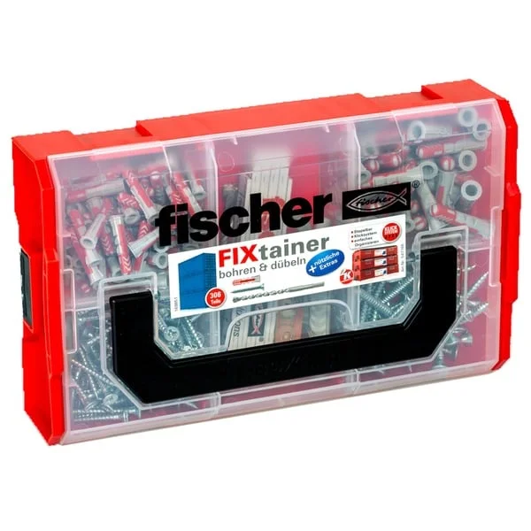fischer FixTainer Bohren & Dübeln (hellgrau/rot, mit Schrauben, 306-teilig)