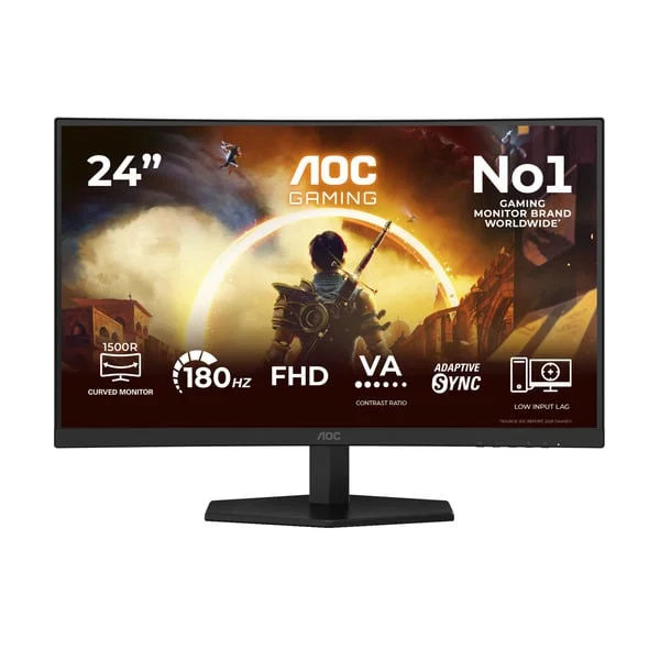 AOC AGON C24G42FE, Gaming-Monitor (59.9 cm (23.6 Zoll), schwarz, FullHD, VA, Curved, HDMI, DP, 180Hz Panel)