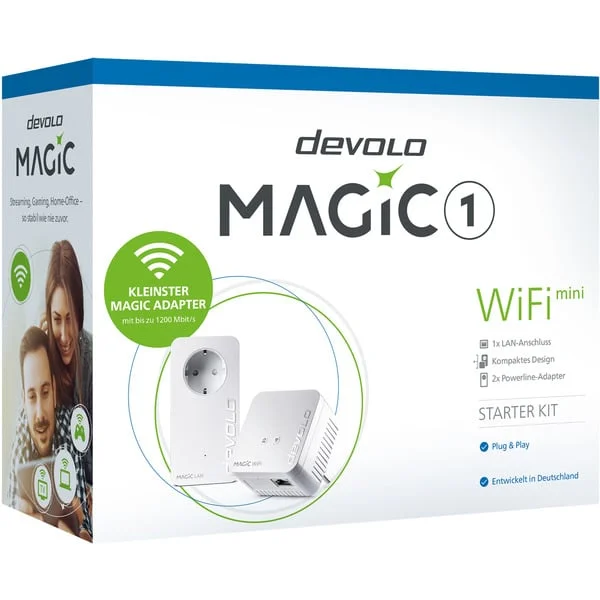 devolo Magic 1 WiFi 2-1-2 Starter Kit mini, Powerline + WLAN (2 Adapter)