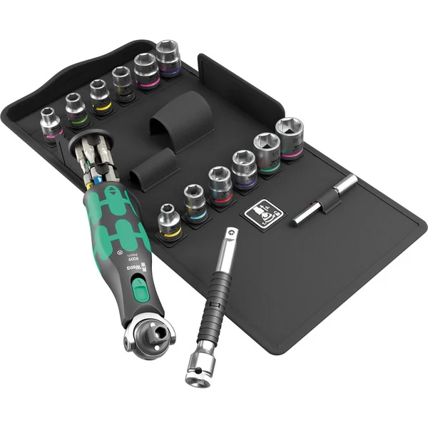Wera 8009 Zyklop Pocket Set 4, 27-teilig, Bit-Satz (schwarz/grün, Umschaltknarre für 3/8", 1/4")