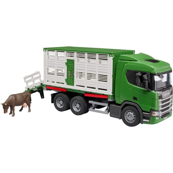 bruder 03548 Scania Super 560R Tiertransport-LKW, Modellfahrzeug (inkl. 1 Rind)
