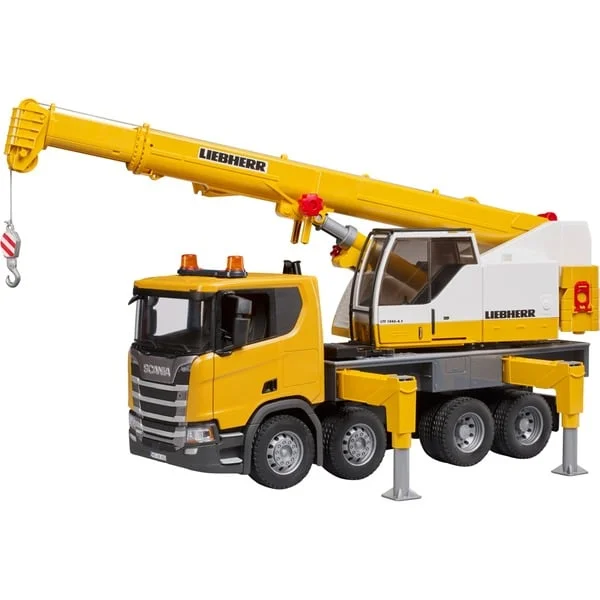 bruder 03571 Scania Super 560R Liebherr Kran-LKW mit Light & Sound Modul, Modellfahrzeug