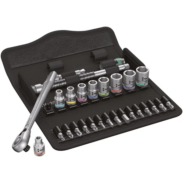 Wera Zyklop Metal-Knarrensatz 8100 SA 11, Zoll-Größen, Werkzeug-Set (28-teilig, mit Umschaltknarre, 1/4")