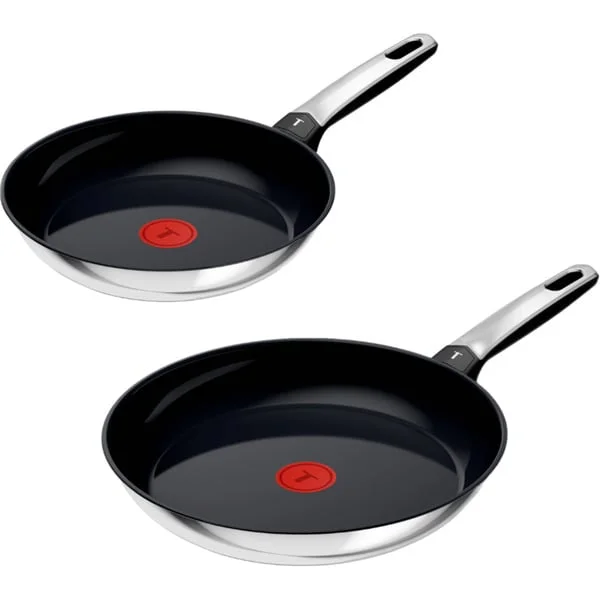 Tefal Pfannen-Set Edelstahl Emotion, 2-teilig (schwarz/edelstahl, Ø 28cm, Ø 24cm)