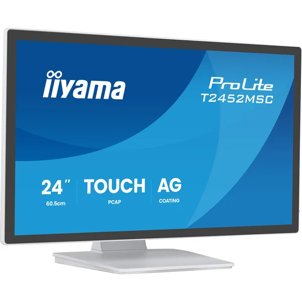 iiyama ProLite T2452MSC-W2AG, LED-Monitor (60.5 cm (24 Zoll), weiß, FHD, IPS, Touchscreen, HDMI, DP, Entspiegelung, 120Hz Panel)